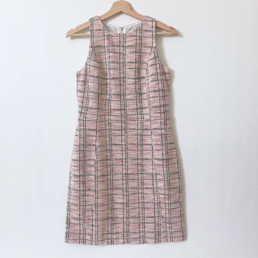 Loft Striped Boucle Sheath Dress Candy Coral Pink - Picture 4 of 8